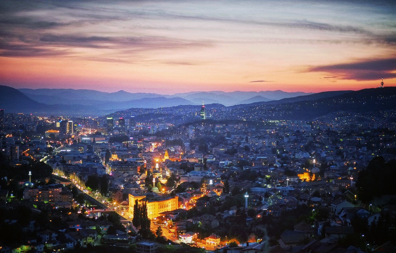 Wallpaper The Sky Sunset Mountains Bosnia And