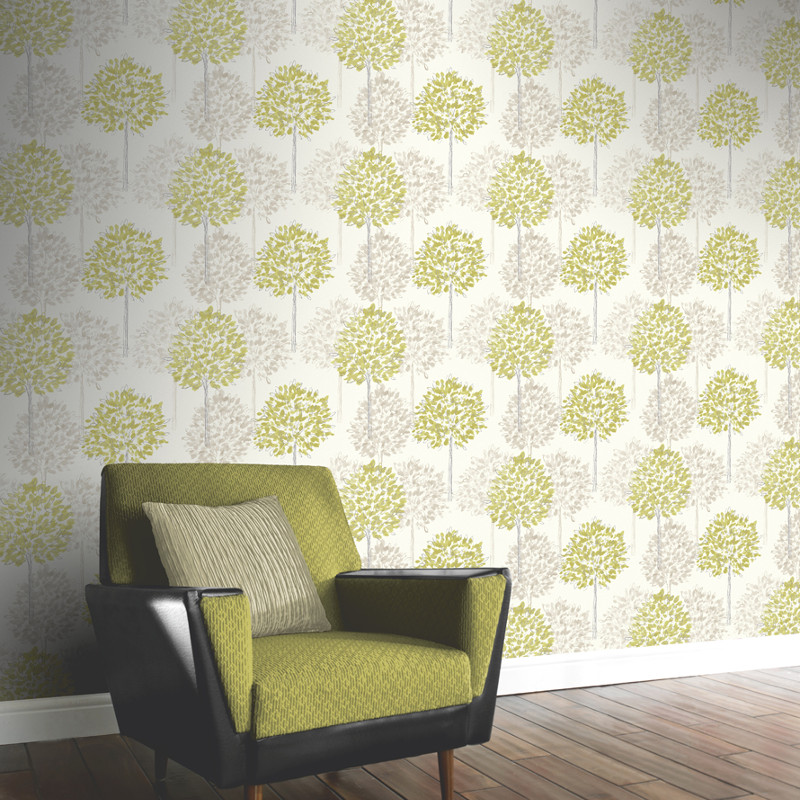 Arthouse Boulevard Trees Wallpaper In Green And Cream