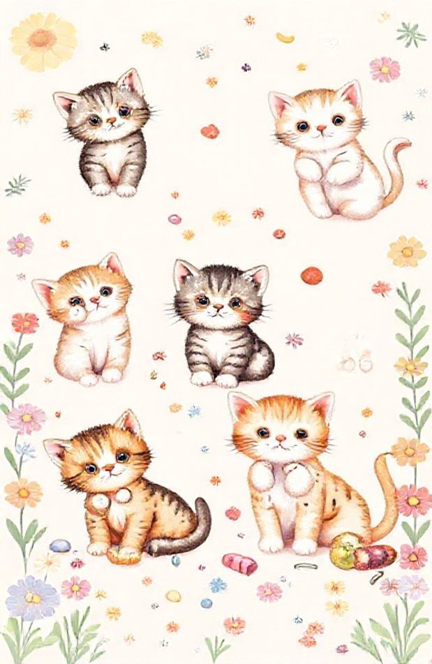 Cute Cat Drawings Wallpaper