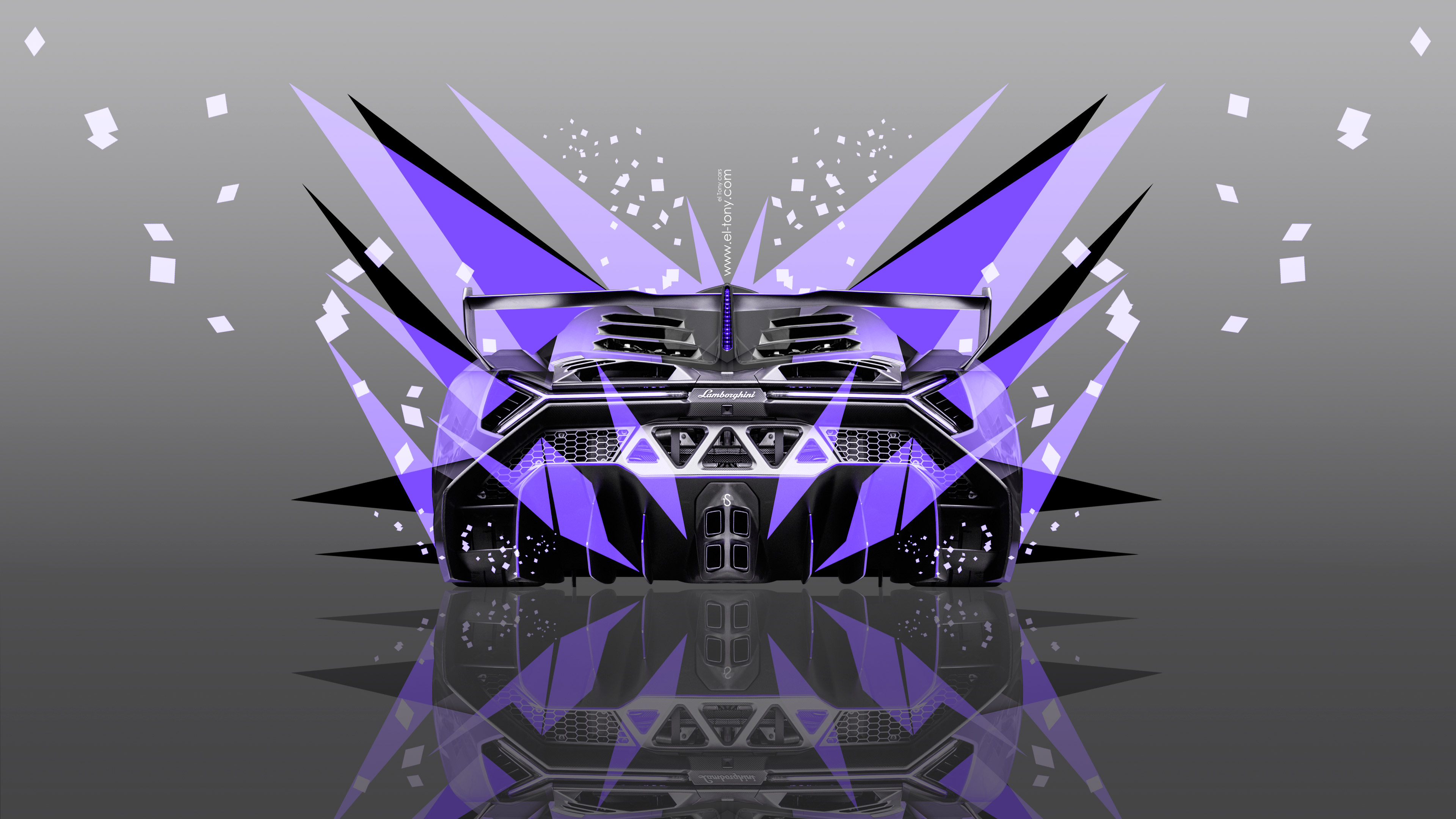 Veneno Back Abstract Transformer Car Violet Colors 4k Wallpaper