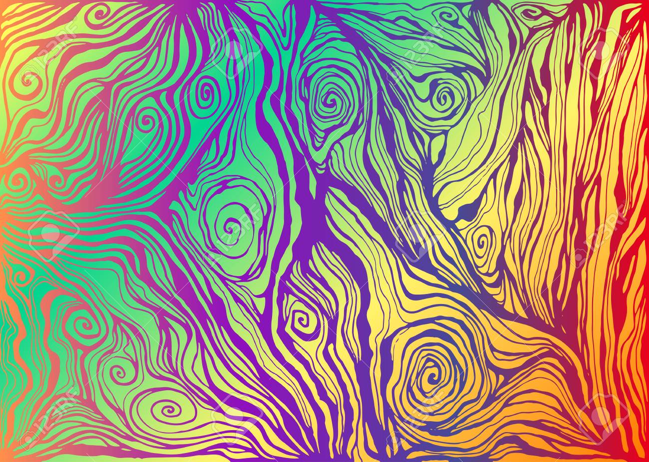 Psychedelic Colorful Art Waves Decorative Texture Vector Hand