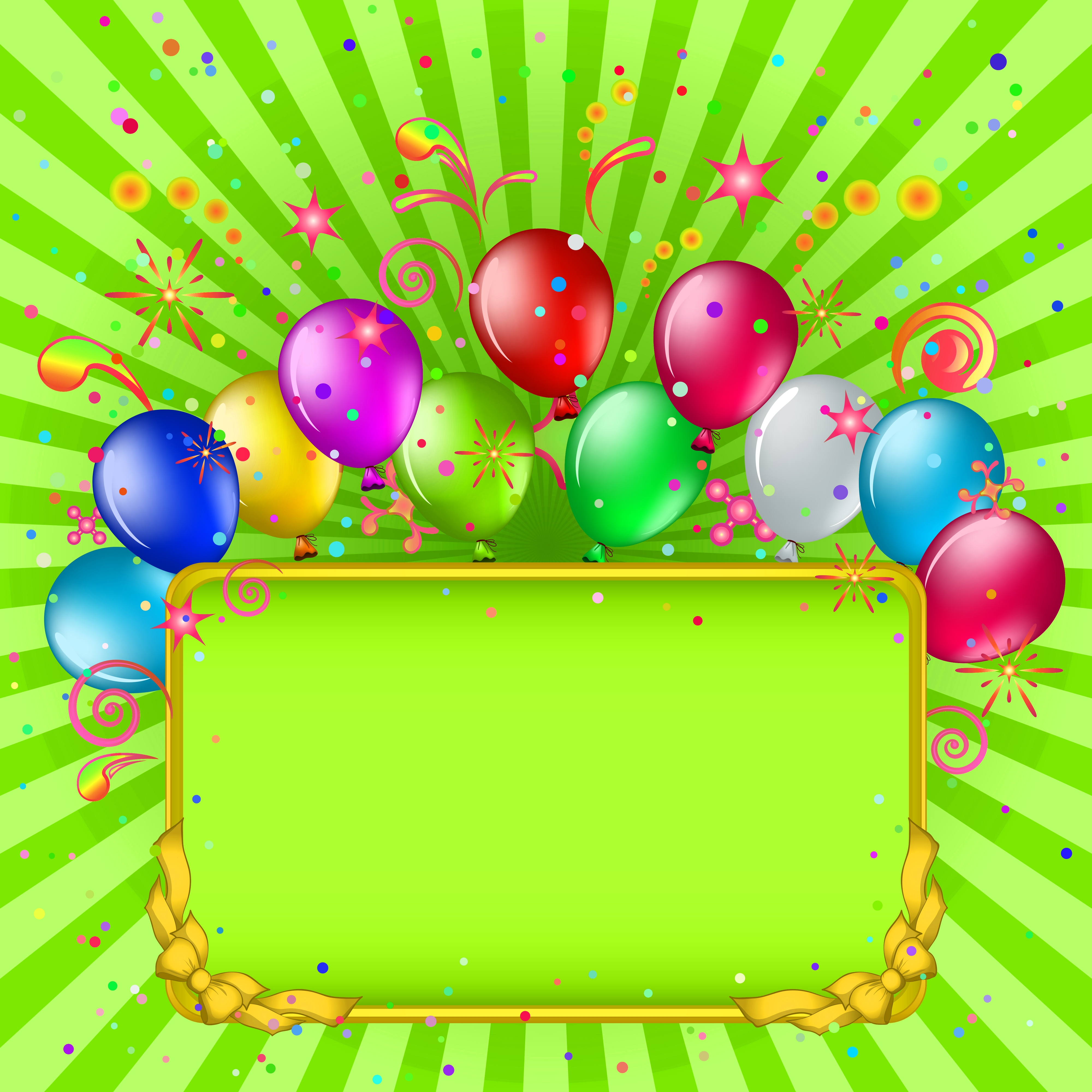 Green Birthday Background with Balloons Gallery