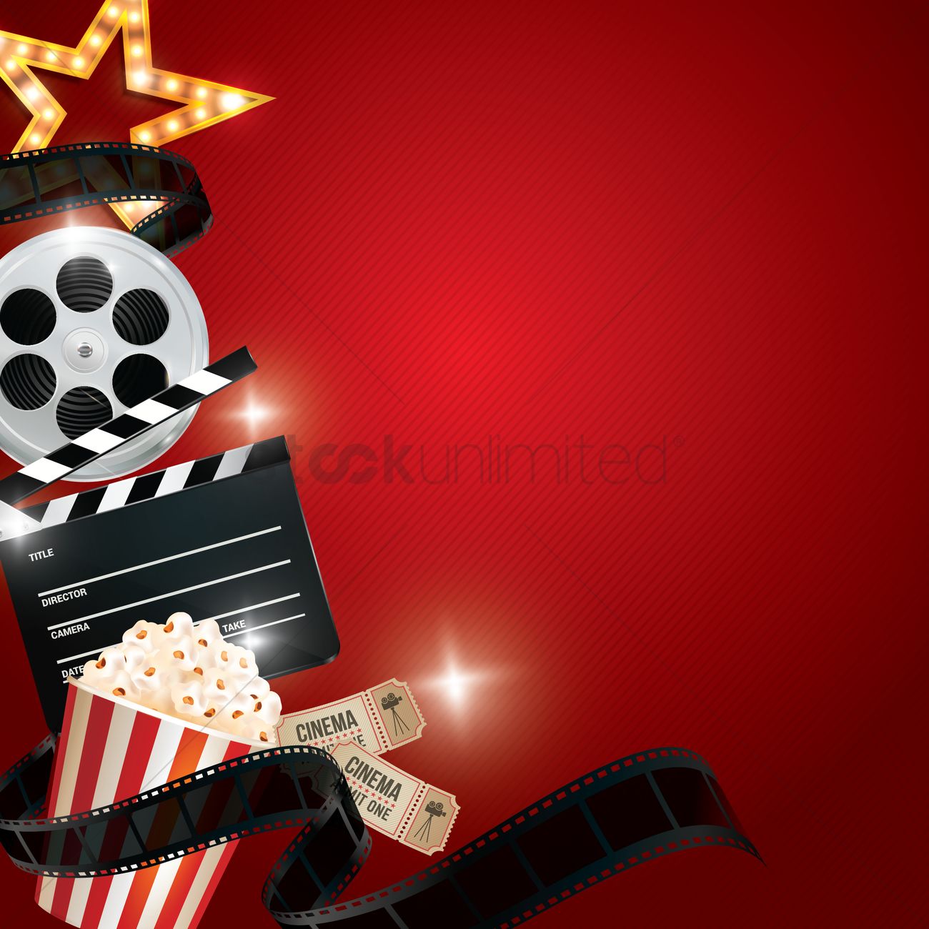 Cinema background with movie objects Vector Image