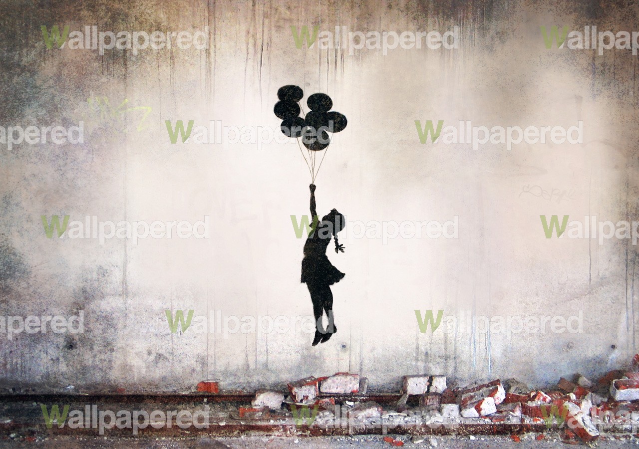 Banksy Girl With Balloons Wall Mural Wallpaper