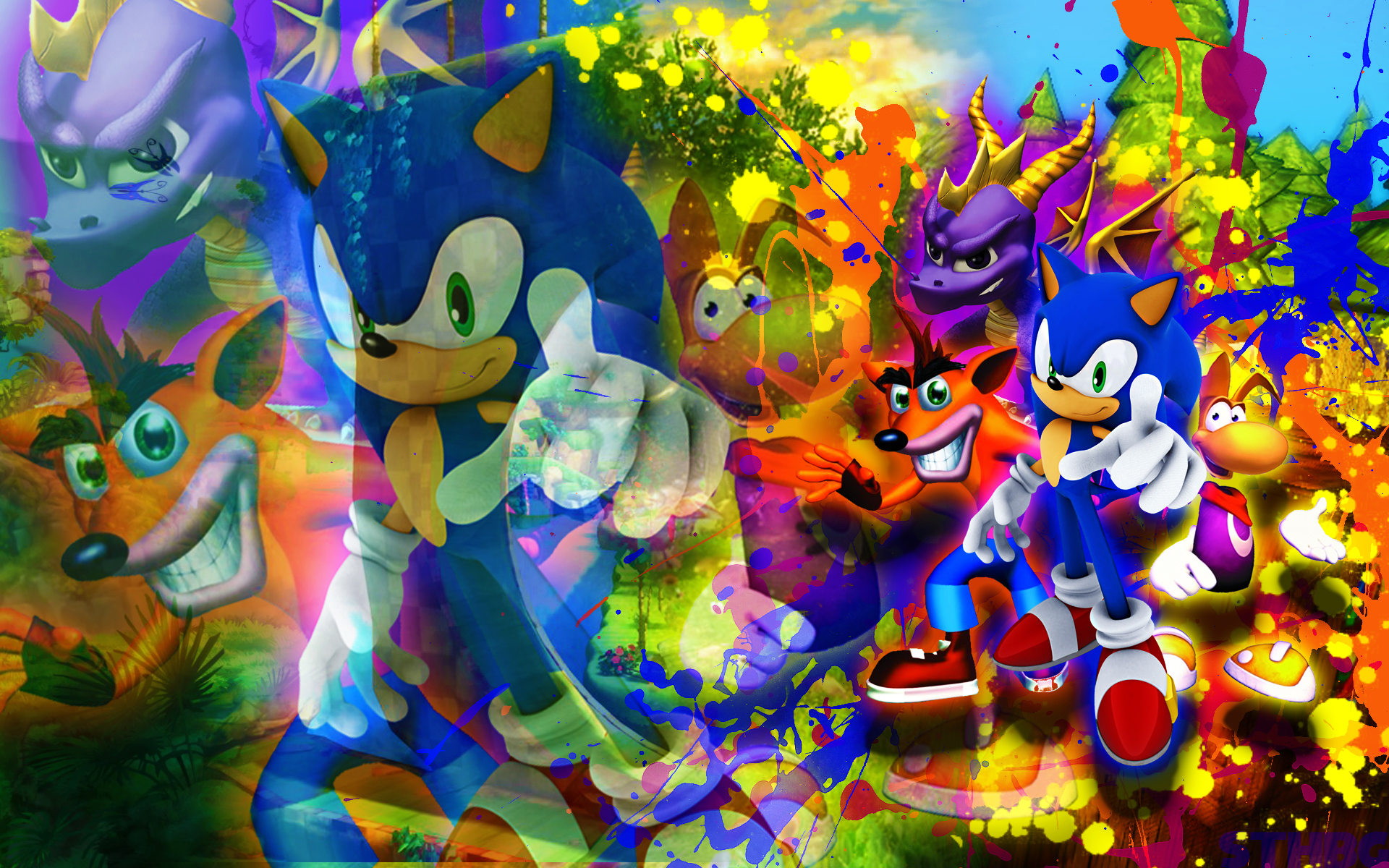 Sonic Spyro Crash And Rayman Wallpaper By Sonicthehedgehogbg On