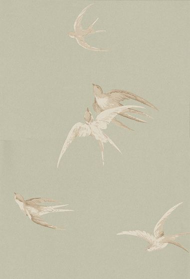 Swallows By Sanderson Grey Green Wallpaper Direct