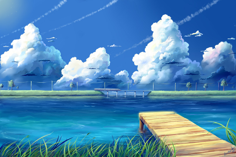 cartoon peaceful scenery