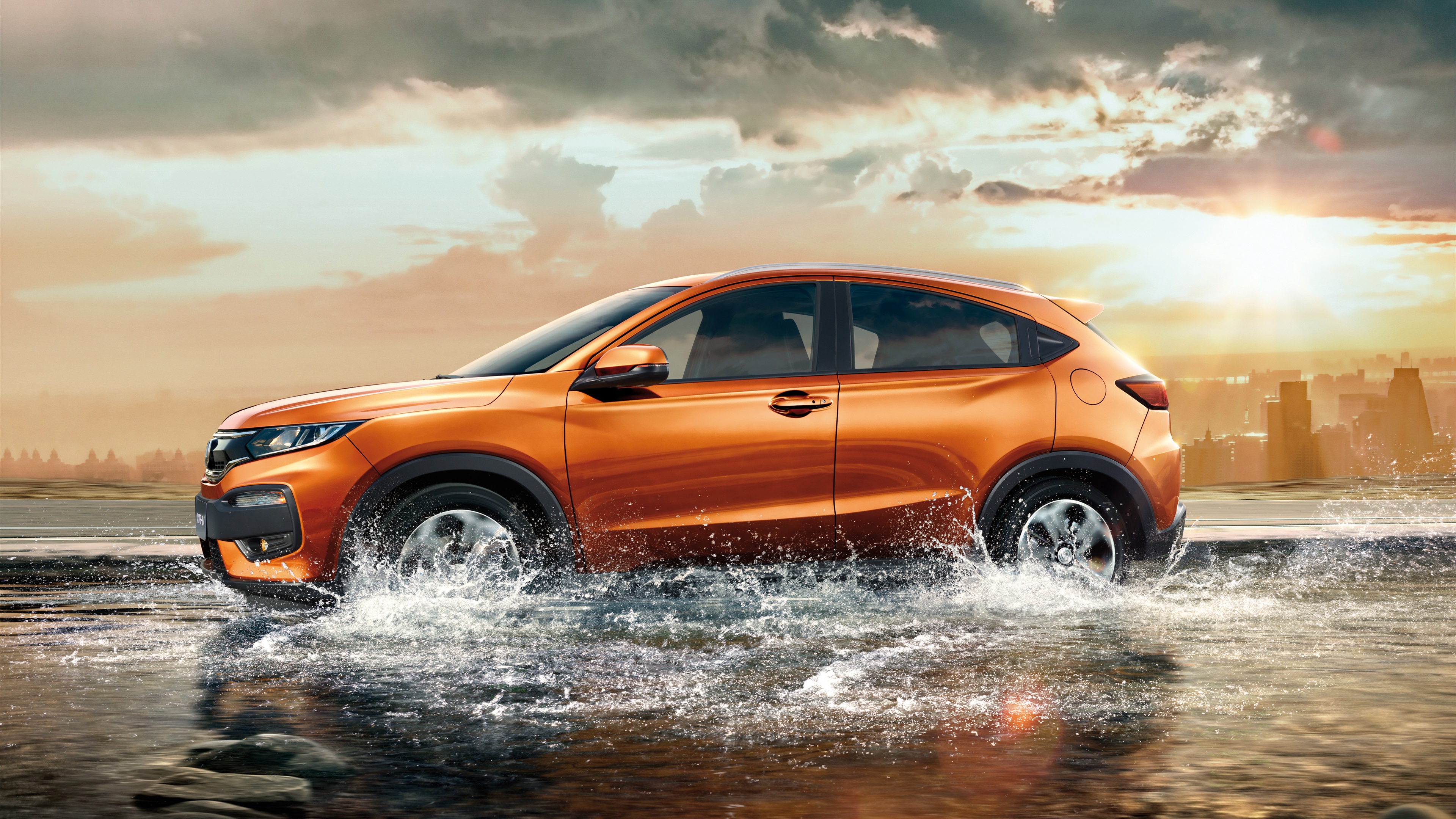 Wallpaper Honda Xr V Orange Suv Car In Water UHD 4k