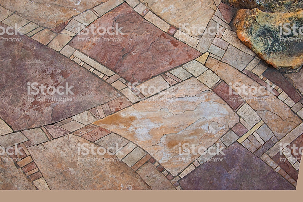 Mosaic Flagstone Walkway Background Closeuo Full Frame Stock Photo