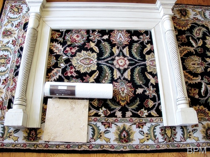 Free download wallpaper from Lowes and leftover ceramic tile from the