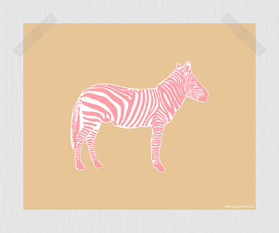 Zebra Digital Print Blush Pink Rose Gold Animal Printable 8 x 10