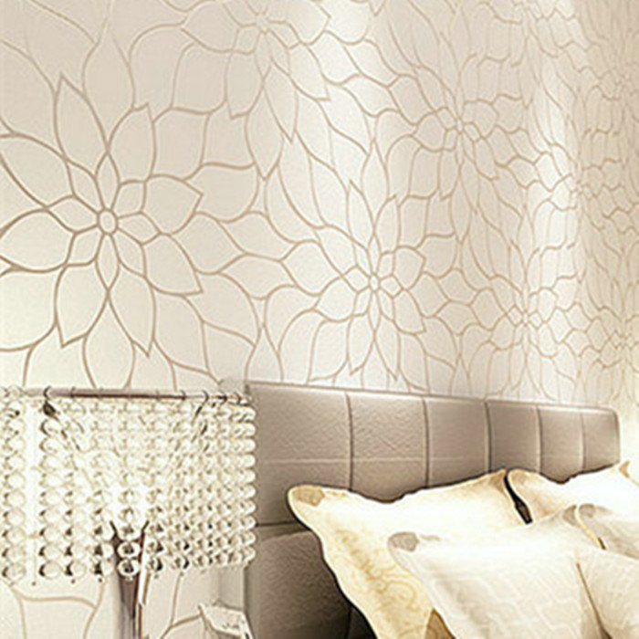 Gold Glitter Modern Wallpaper Flower Designs Textured 3d Wall Panel