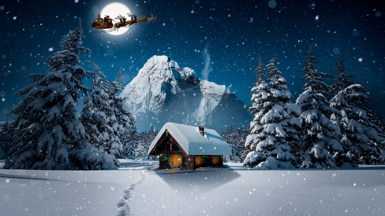 Snowfall Winter Hut House Christmas