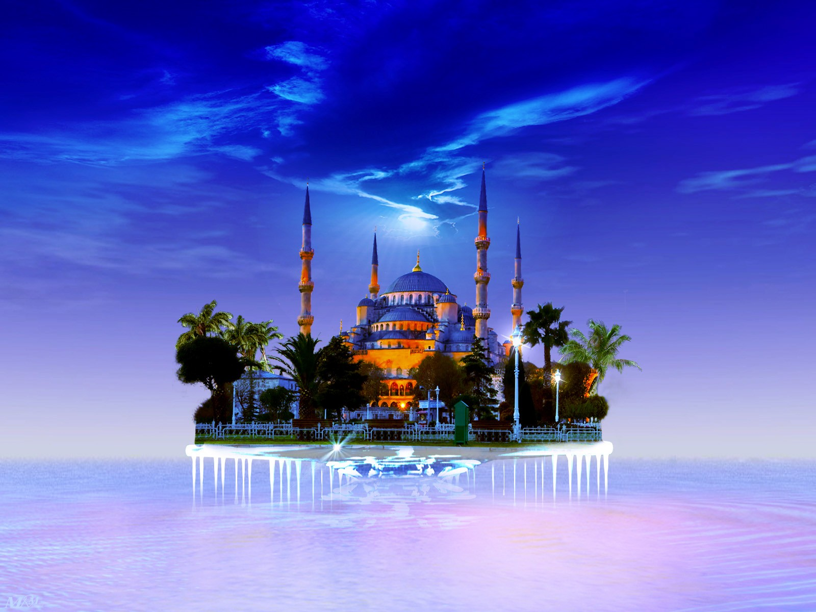 Heavenly Blue Mosque Turkey Wallpaper