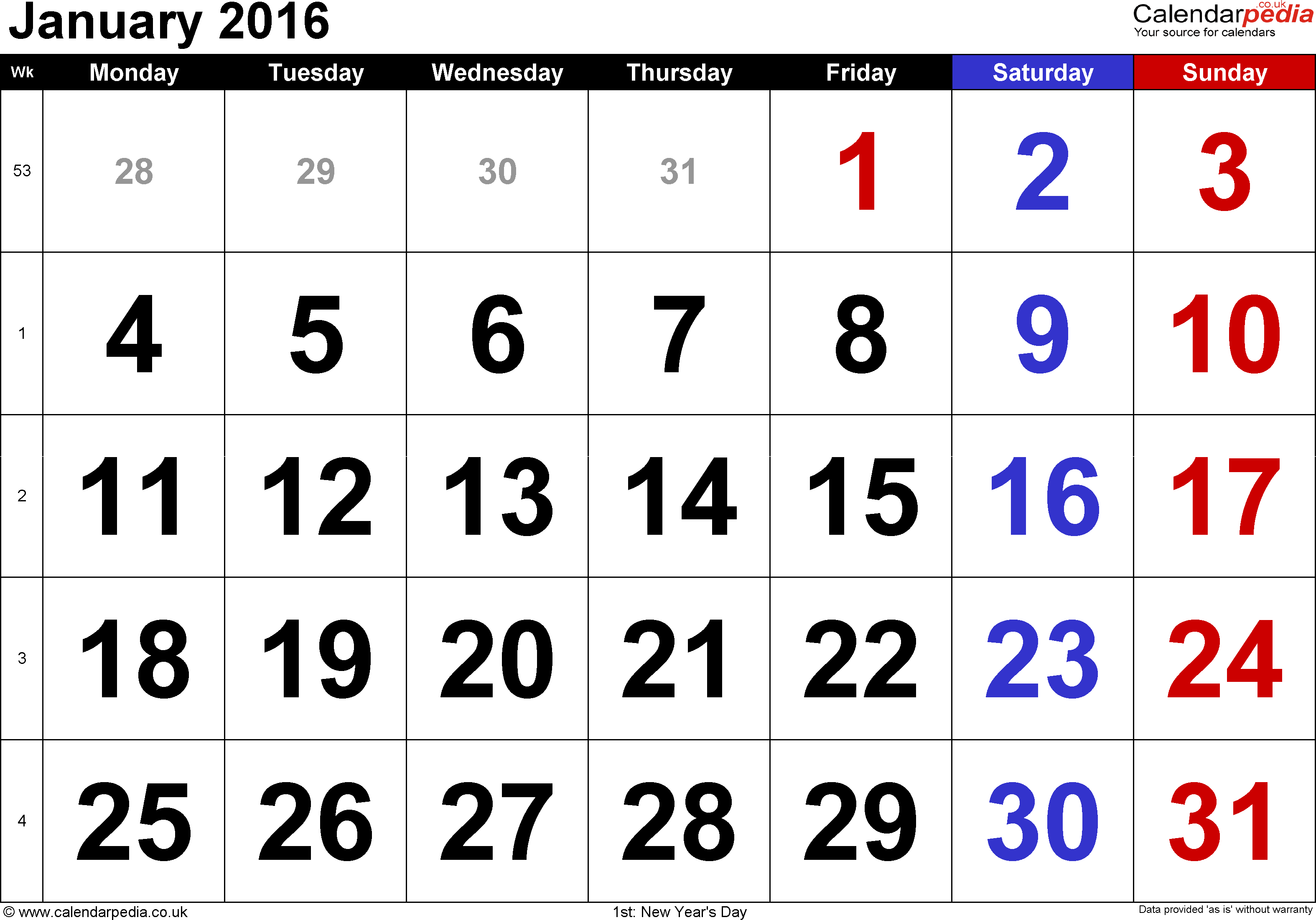 Best January 2016 Calendar Template HD Wallpaper   httpstoxtoxlink