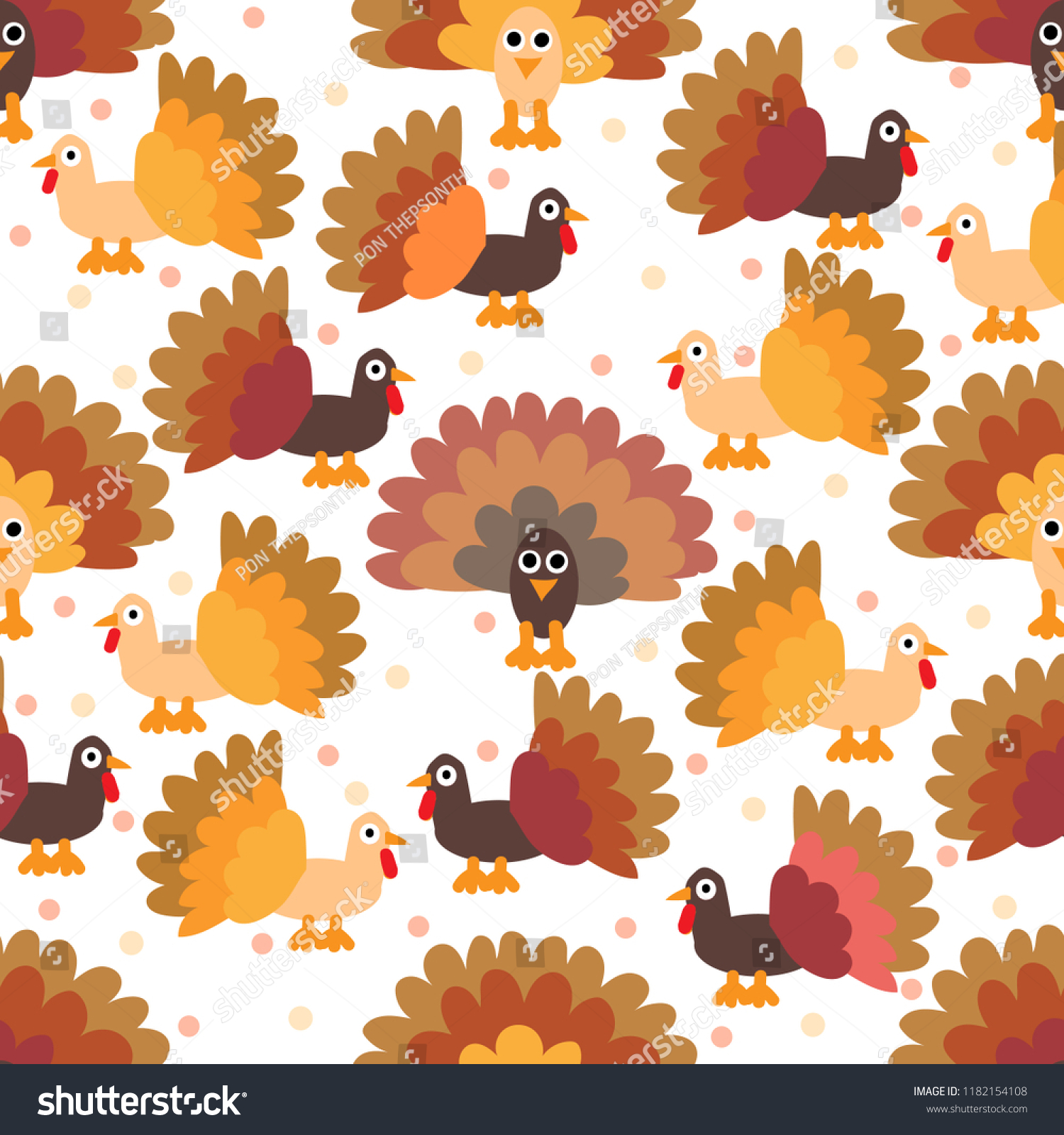 Happy Thanksgiving Turkeyseamless Patternbackgroundwallpaper Stock