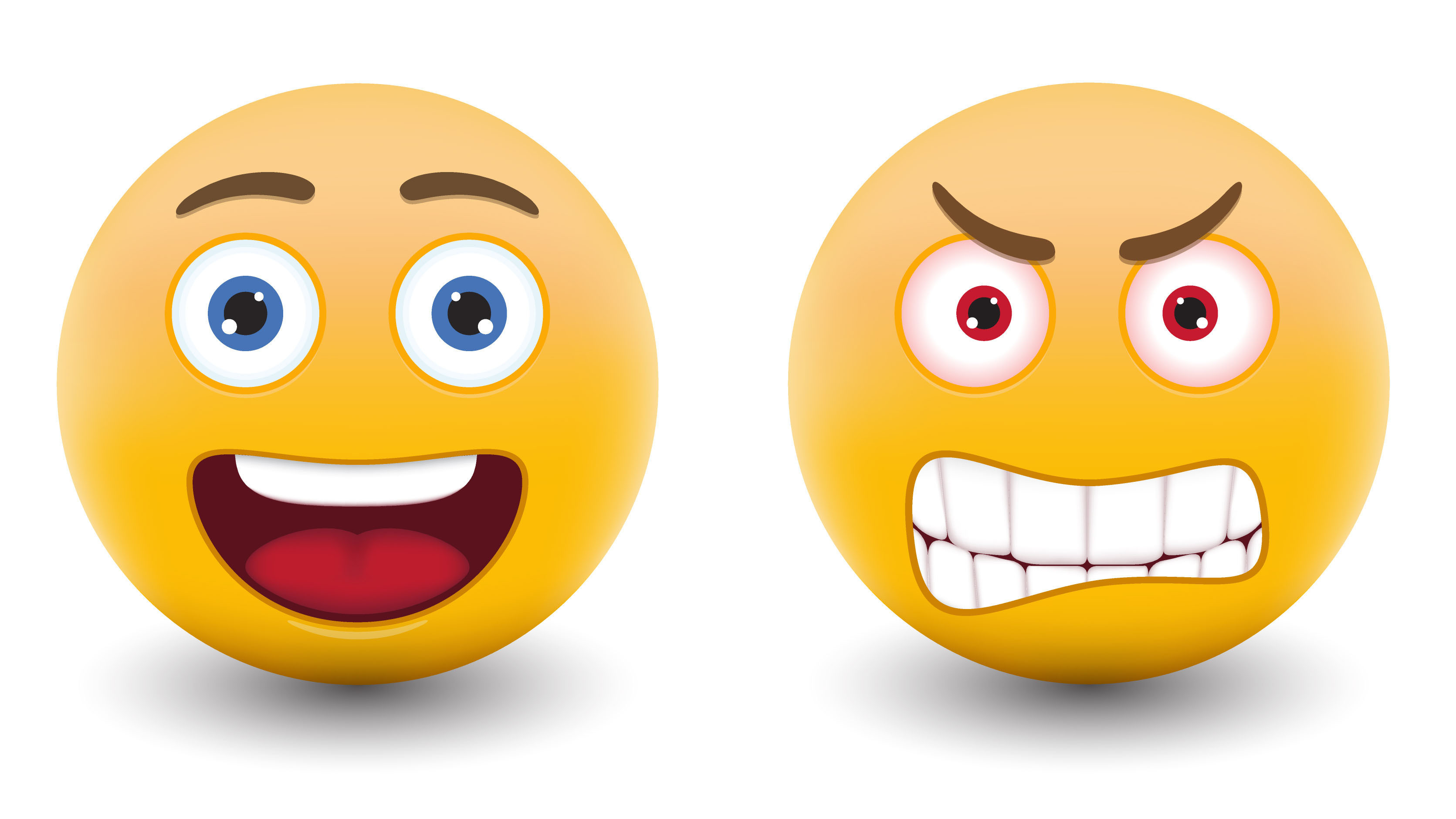 Happy and Angry Emojis on White Background
