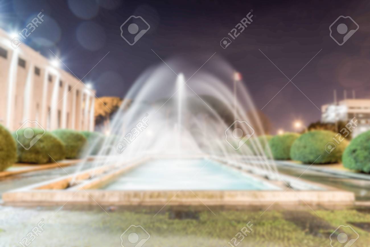 Defocused Background Of Neoclassical Fountain In Rome Italy