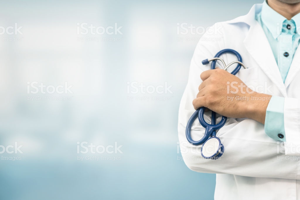 Doctor In Hospital Background With Copy Space Stock Photo