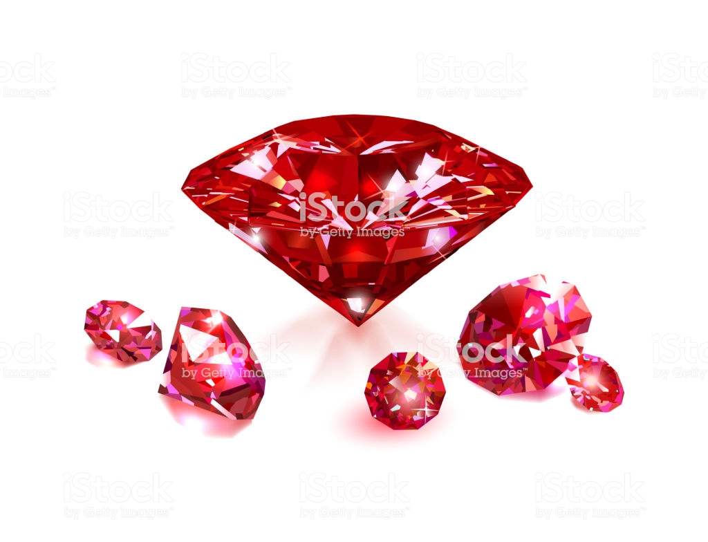 Red Rubies On A White Background Gemstones Vector Illustration
