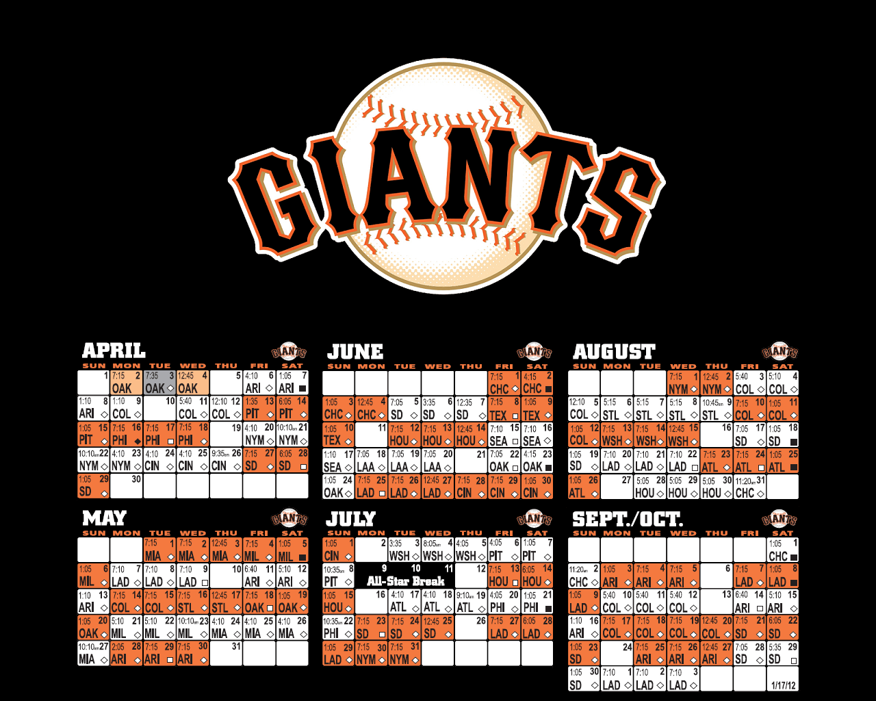 Sf Giants Schedule Wallpaper