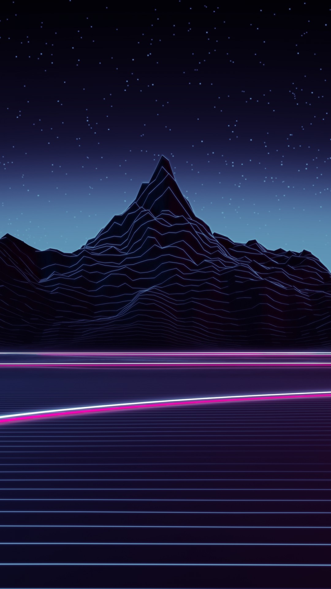 Synthwave Landscape Neon Light Mountain