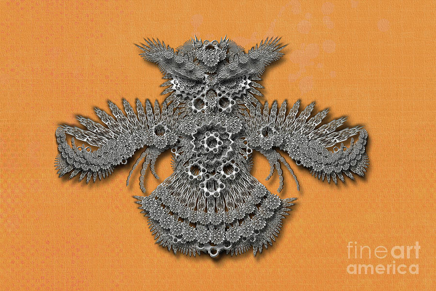 Gear Owl Orange Background Digital Art By Afrodita Ellerman