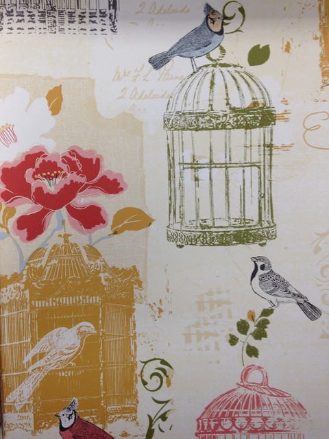 Bird Cage Kitchen Wallpaper Traditional Houston By