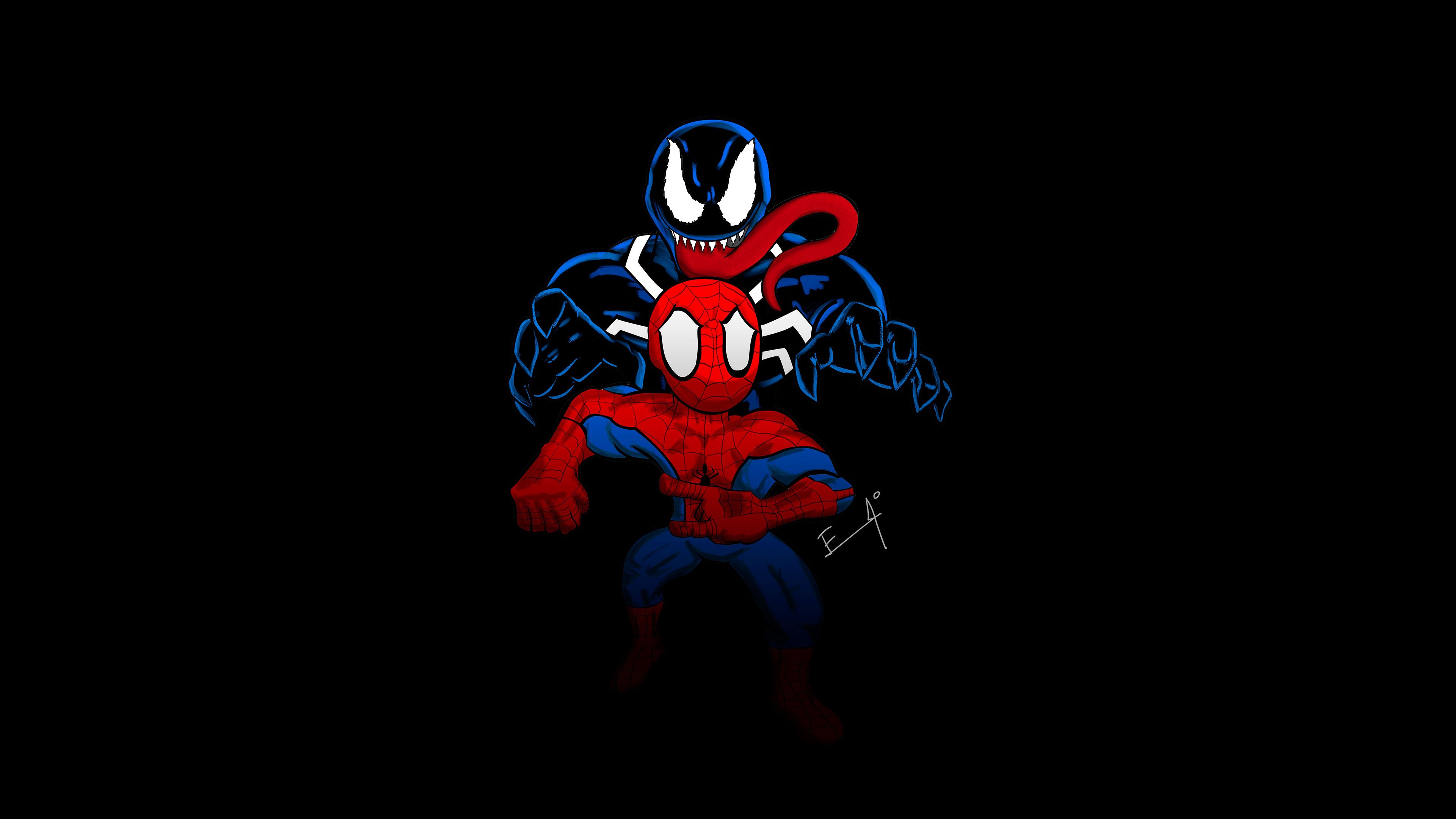 Little Spider Man And Venom 4k Wallpaper
