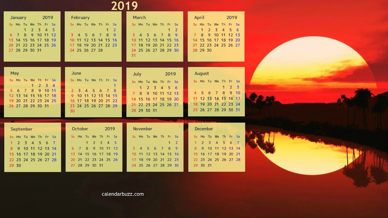 2019 Calendar Wallpapers HD Video 1280x720