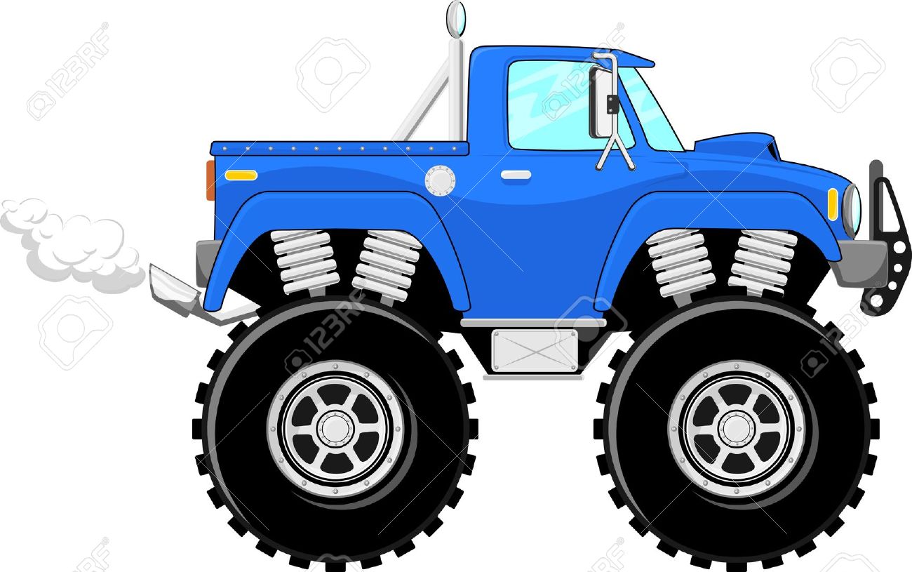 Monster Truck Cartoon Isolated On White Background Stock Photo