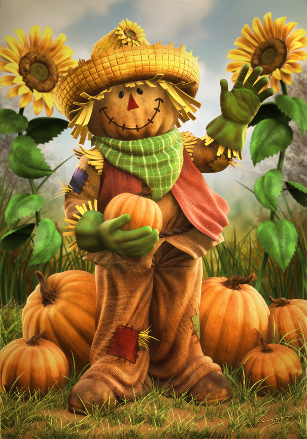 Fall Scarecrow By Christopher Tackett 605px X 864px