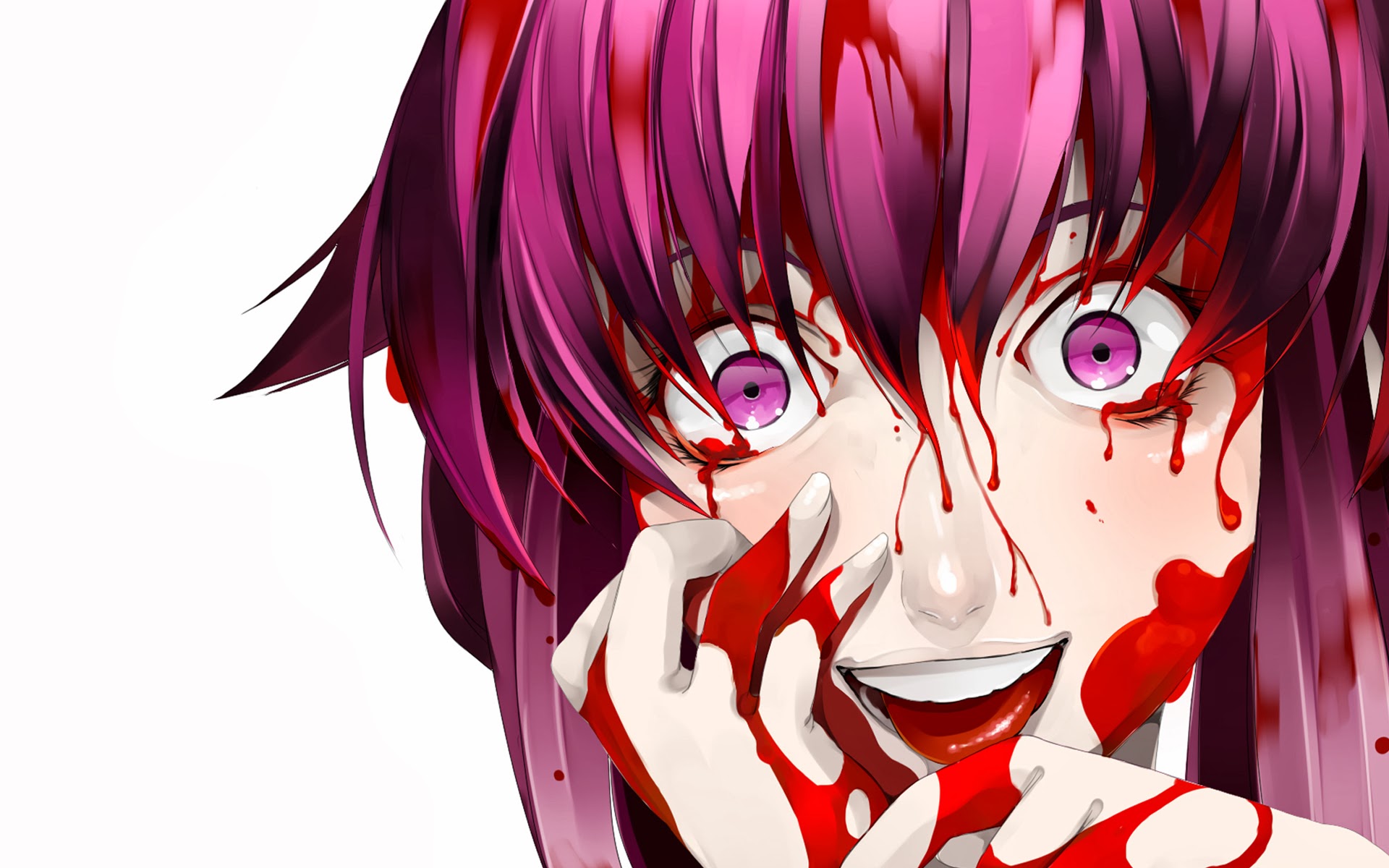 Yuno Gasai Yandere Future Diary Blood Smiling Girl HD Wallpaper Anime