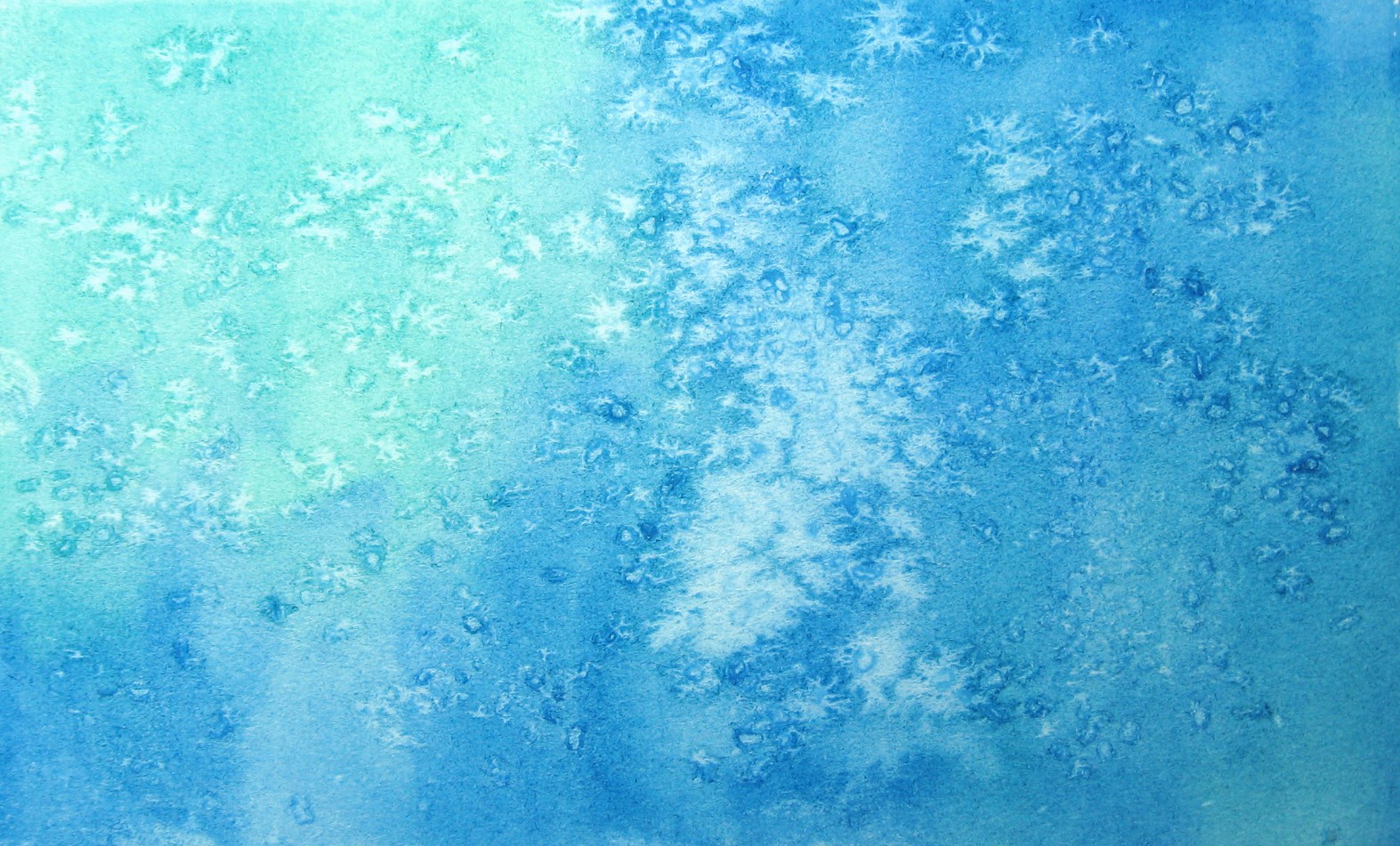 Green And Blue Watercolors Painted Onto The Surface While Paint Is