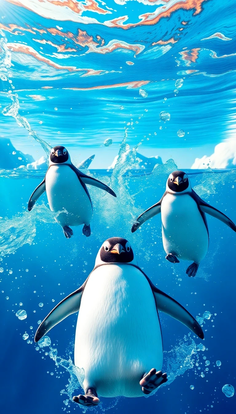 Diving Penguins Wallpaper
