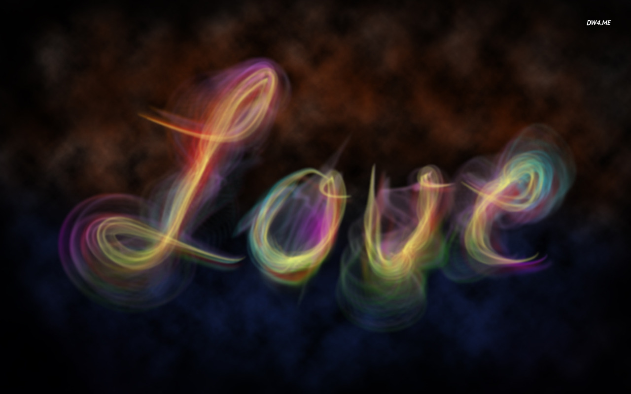 Colorful Smoke Love Wallpaper