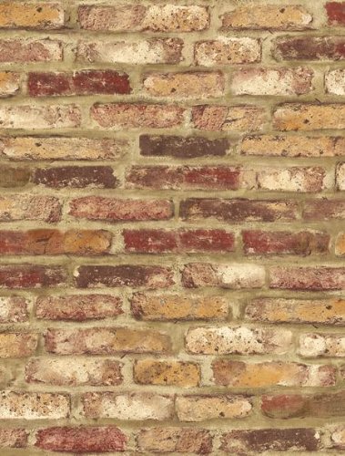 Wallpaper Designer Red Rust Orange Cream And Tan Tuscan Faux Brick