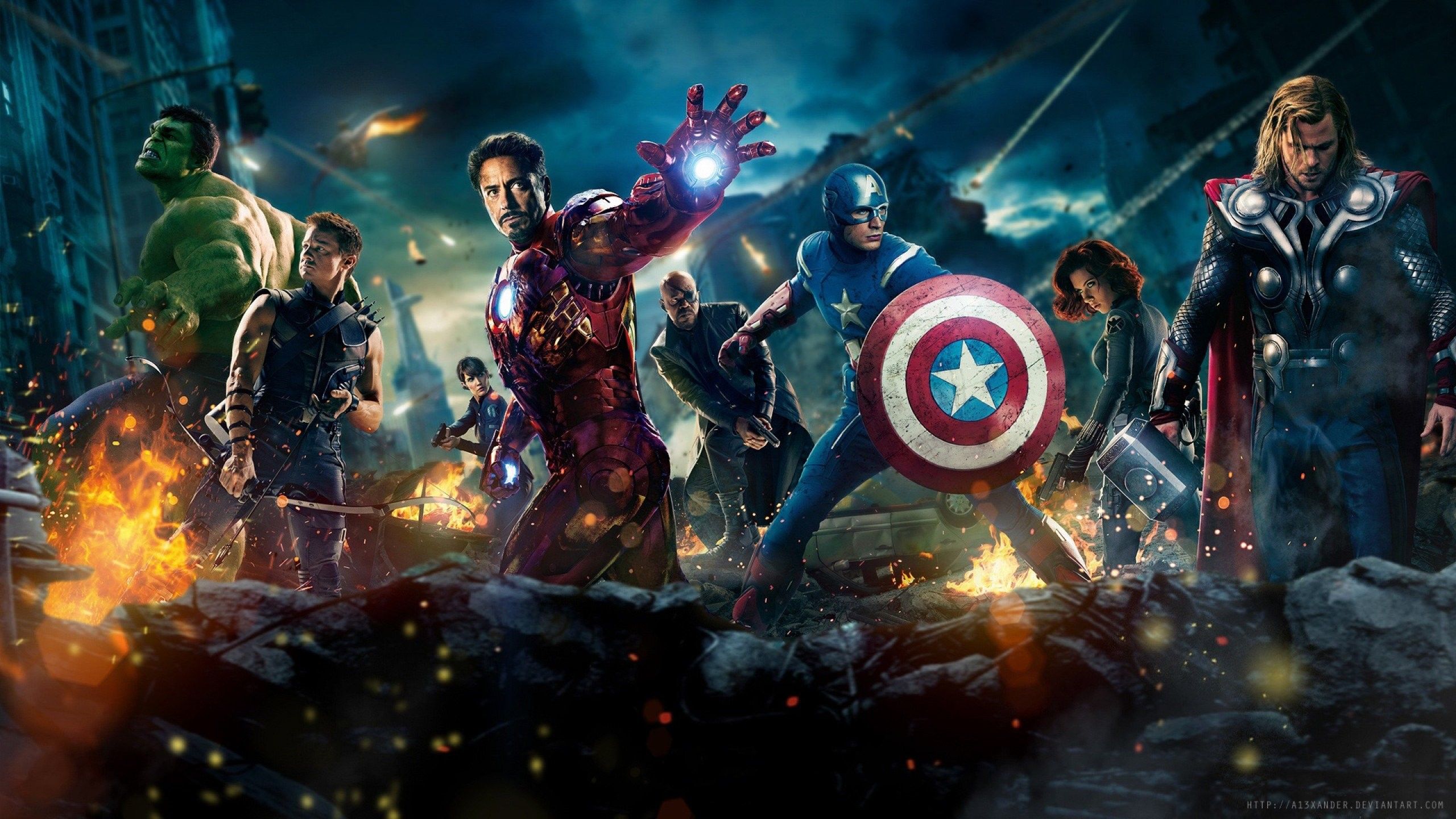 The Avengers Assembled: A Marvel Wallpaper Featuring Iconic Superheroes