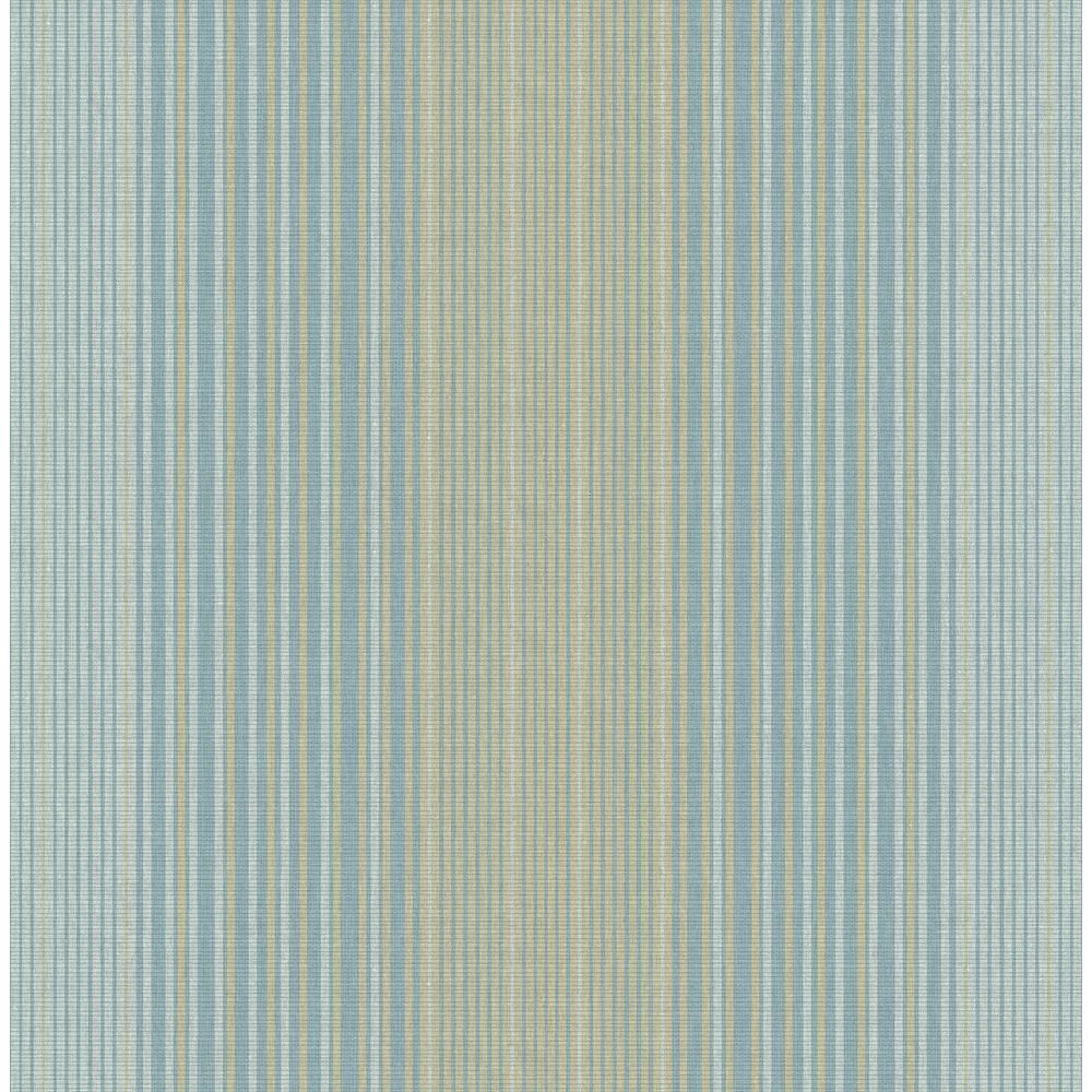 Seabrook Designs Jeannie Metallic Gold And Sky Blue Striped