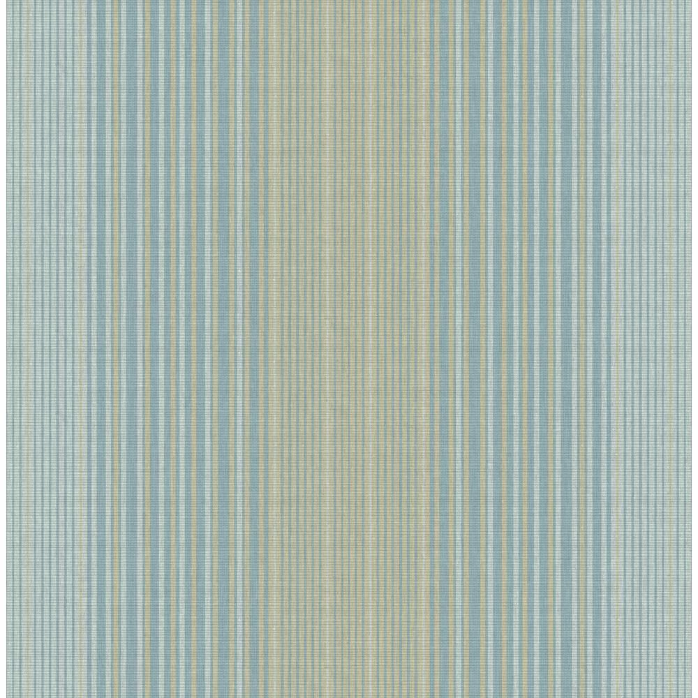 Seabrook Designs Jeannie Metallic Gold And Sky Blue Striped