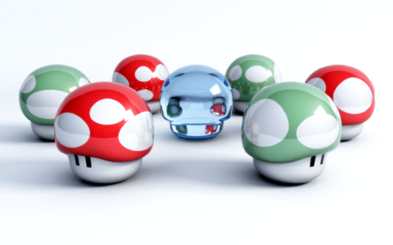 Nintendos Super Mario Mushrooms Desktop Wallpaper