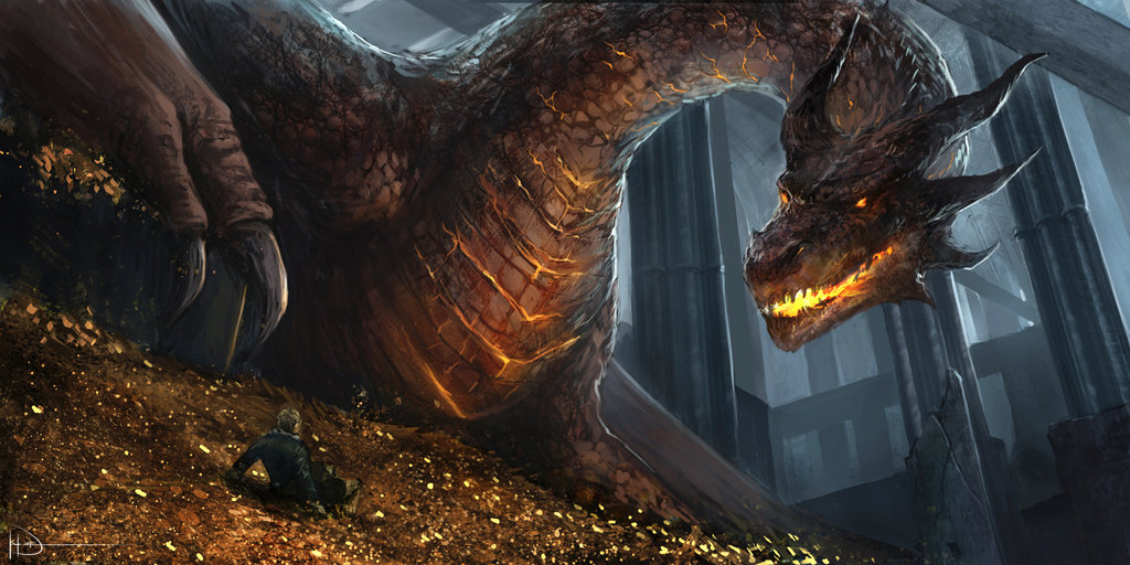 Smaug And Bilbo You Can Also See How S Chest Mouth Glow