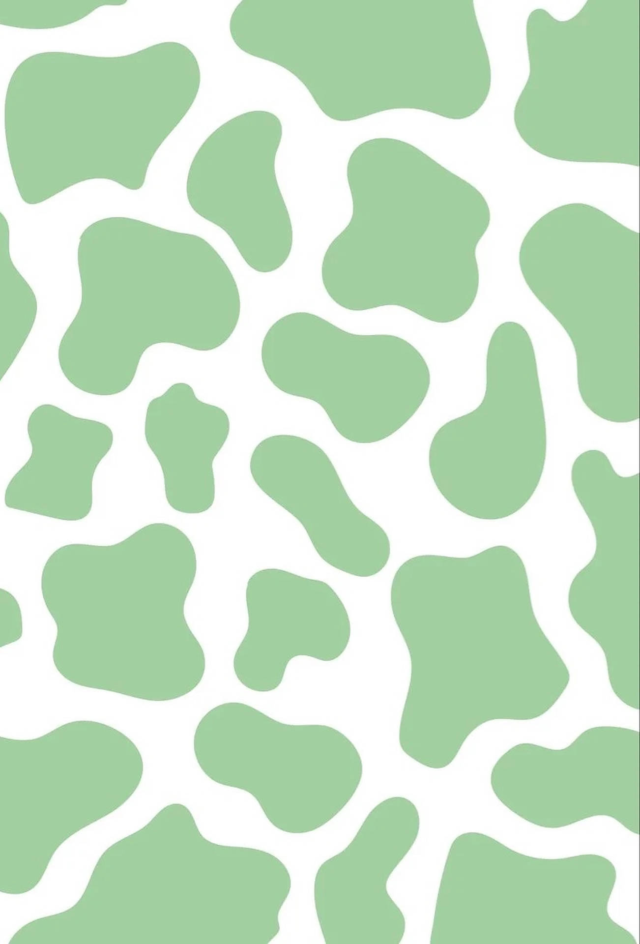 Whimsical Pastel Green Cow Print Wallpaper