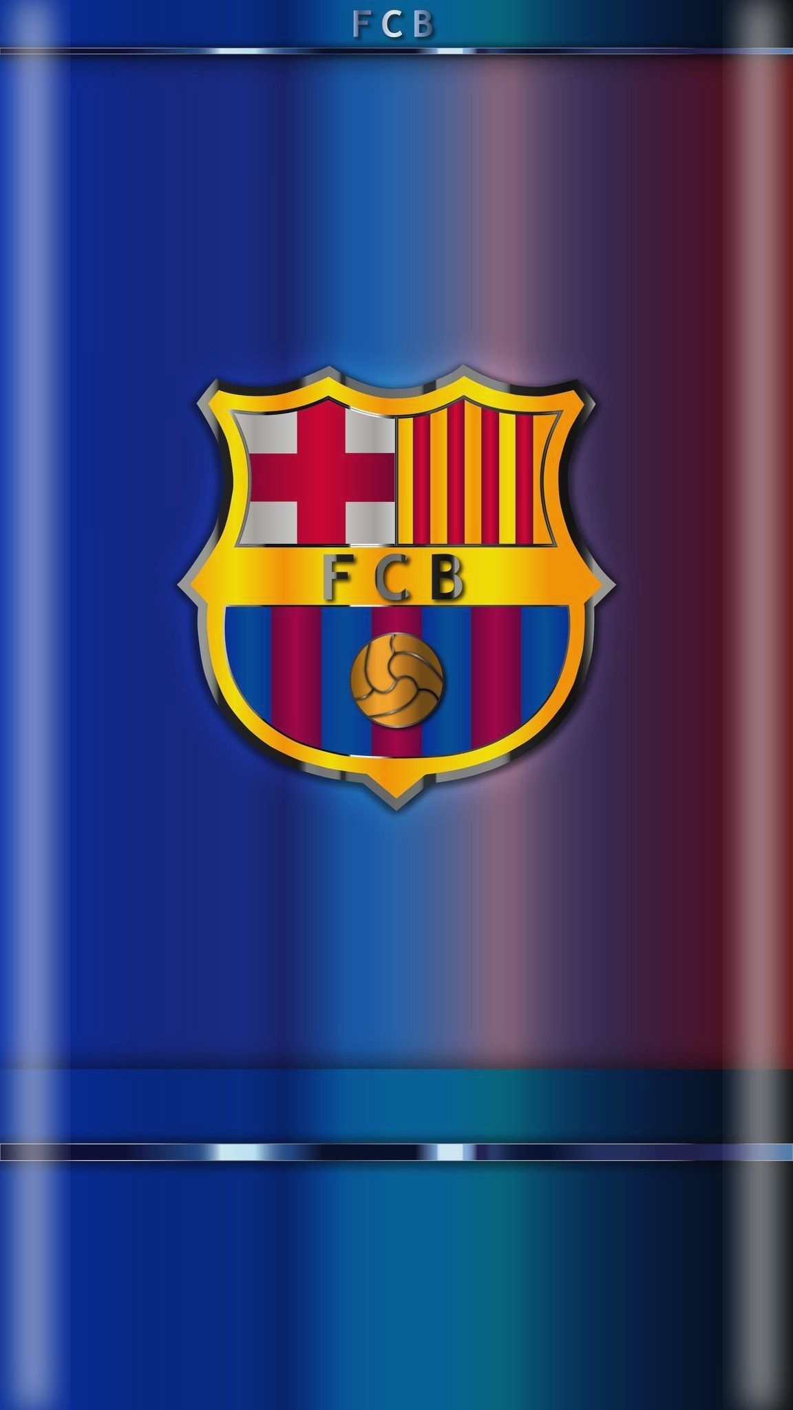 A vibrant 4K wallpaper featuring the iconic FC Barcelona crest on a blurred blue and red background