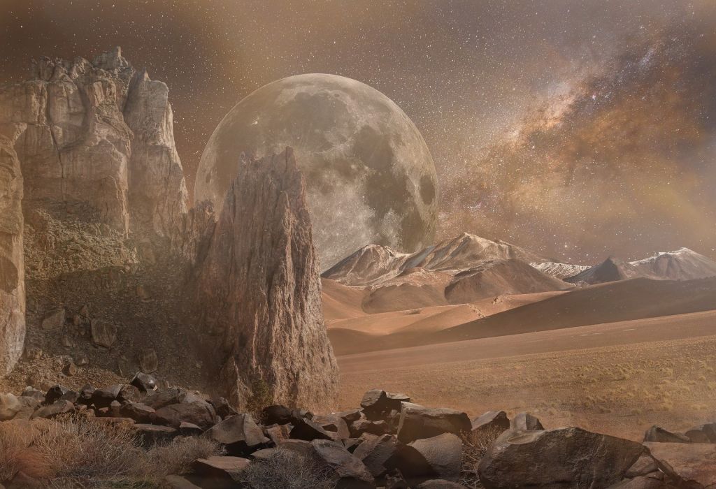 Fantasy Landscape Dry Mars Desert Galaxy Planet manipulation