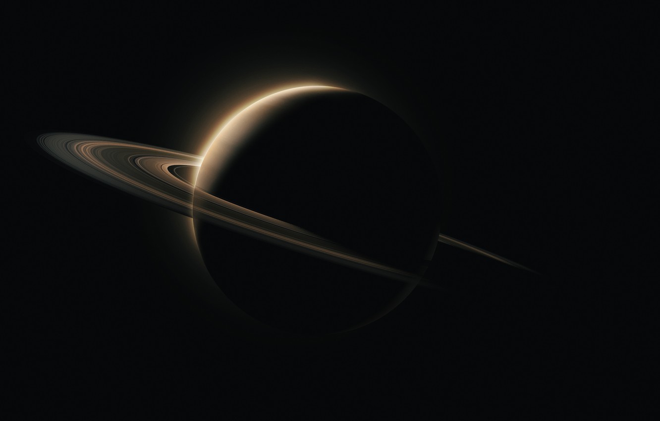 Wallpaper Space Saturn Minimalism Cosmos Pla Black