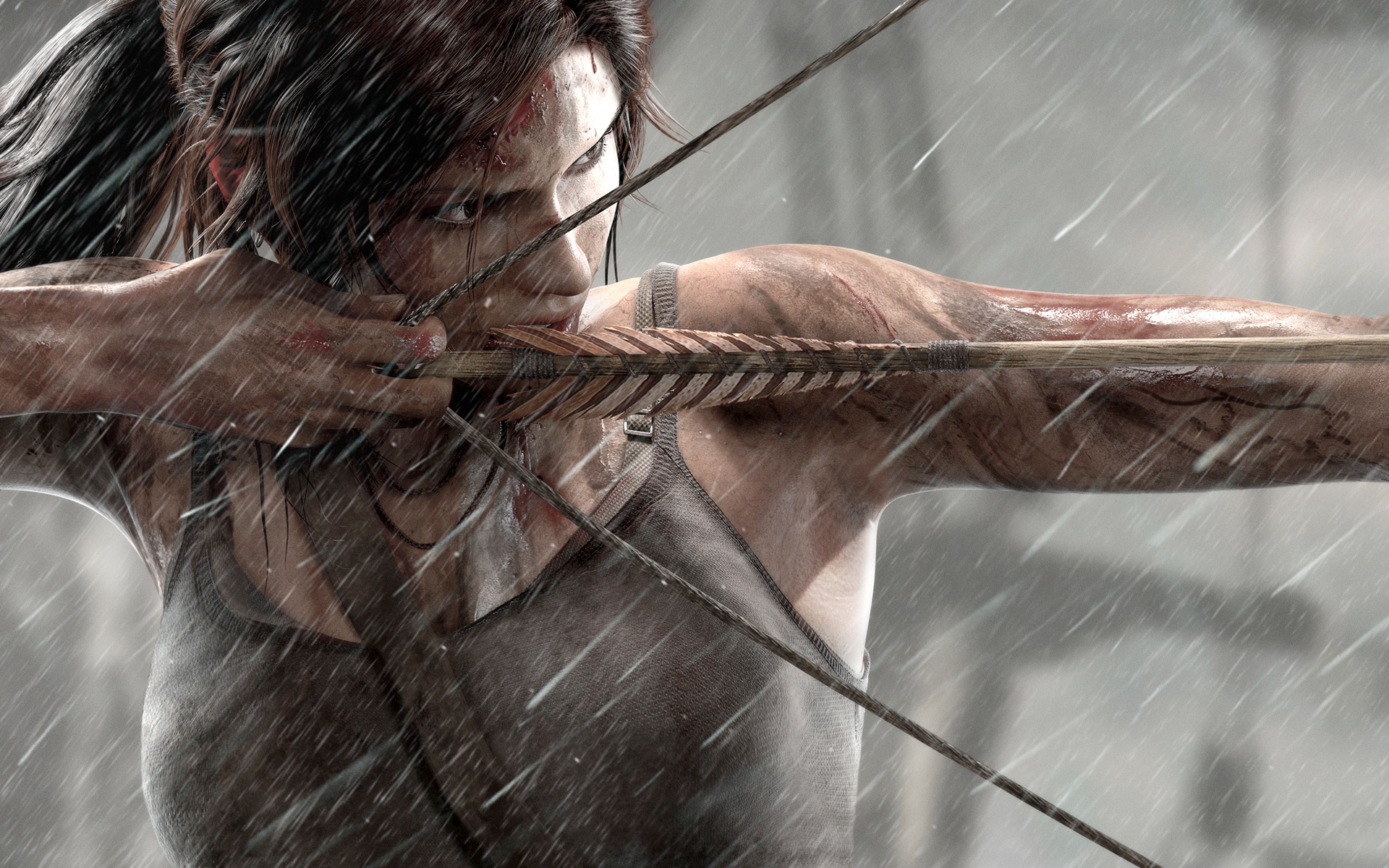 Lara Craft With Bow And Arrow Desktop Wallpaper