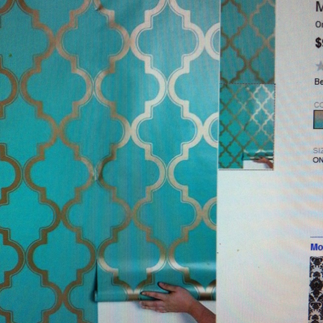Teal and gold wallpaper Dream Hill Home Pinterest