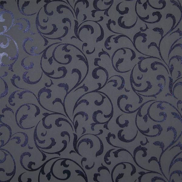 Dark grey reflective purple embossed luxury velvet wallpaper 10m Roll