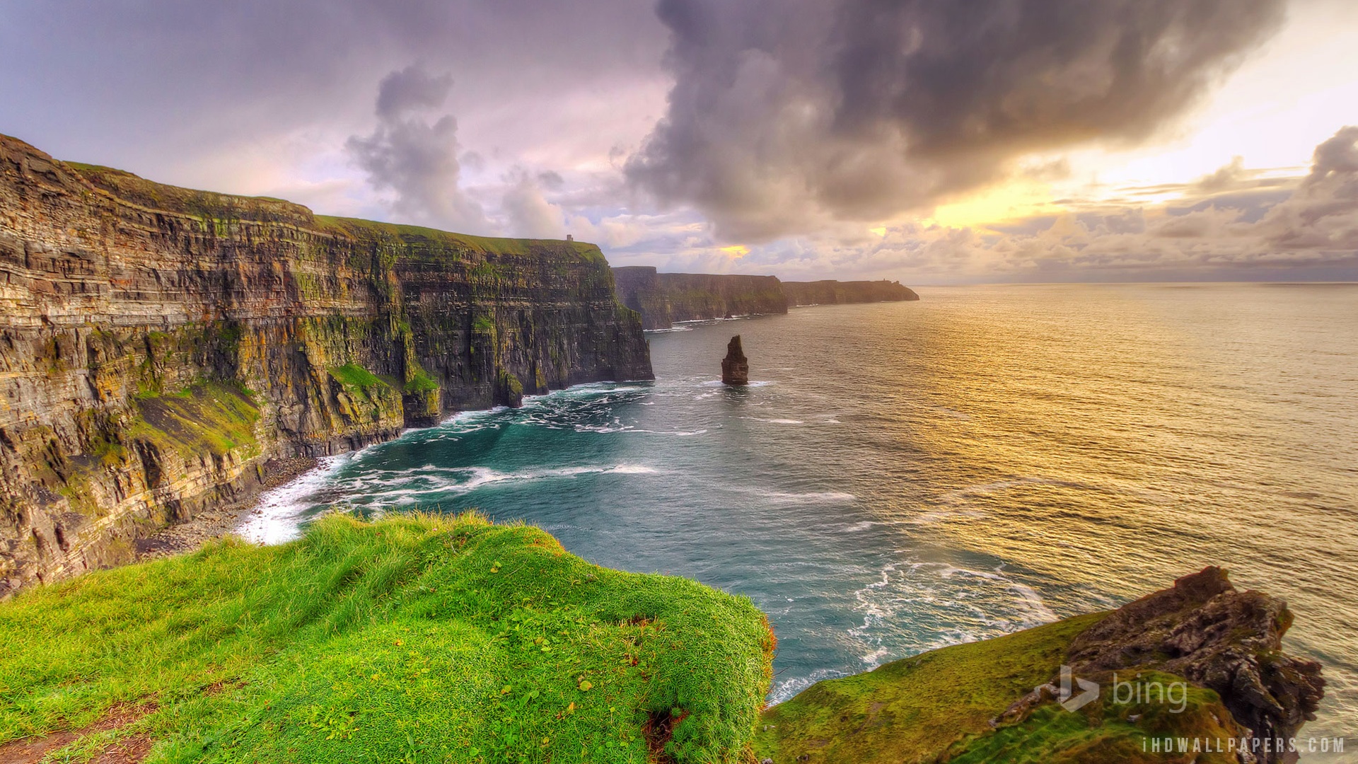 Moher at sunset County Clare Ireland HD Wallpaper   iHD Wallpapers 1920x1080